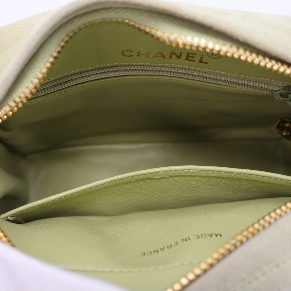 Chanel Vintage Mint Green Gold Matelasse Crossbody Bag Quilted Design - Picture 13 of 16